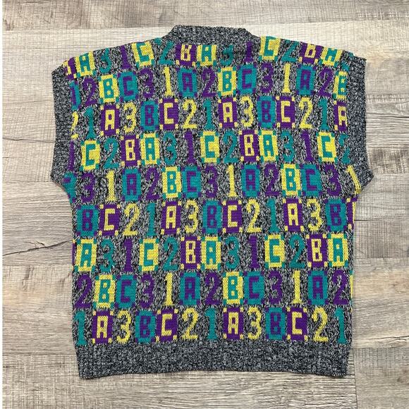 Centennial Knits Vintage Sweater Vest Teacher ABC 123 Academia Made in USA - Picture 2 of 6
